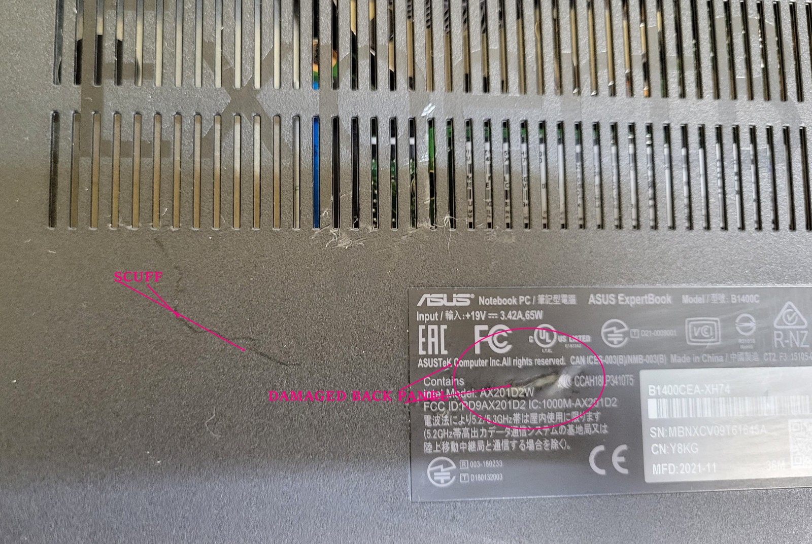 Asus ExpertBook B1400CEAEY i7-1165G7 2.80GHz 16GB DDR4 256GB NVMe NO OS/HDD