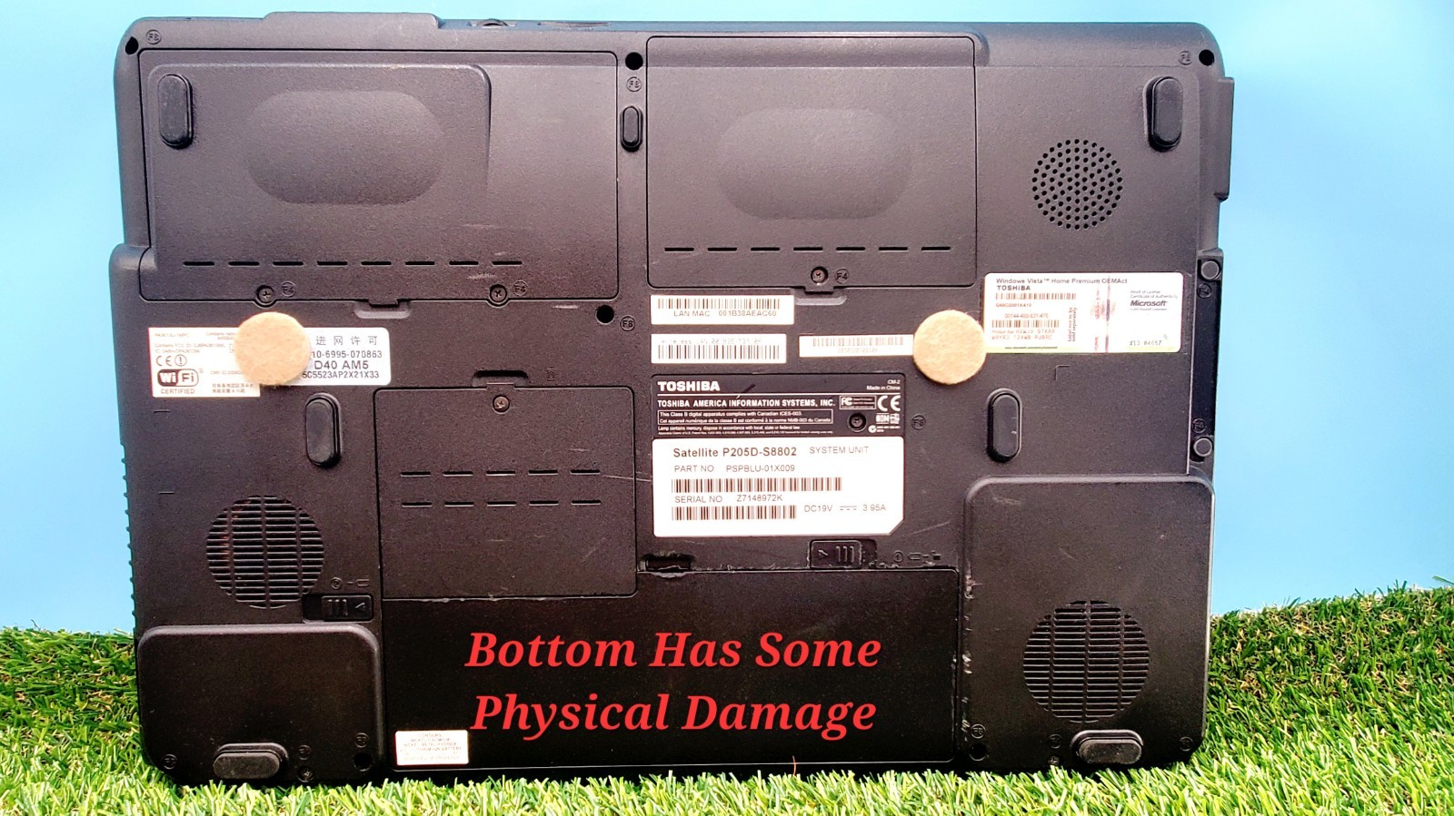 (For Parts Repair) Toshiba Satellite P205D-S8804 Laptop (Has Scratches, Scuffs)