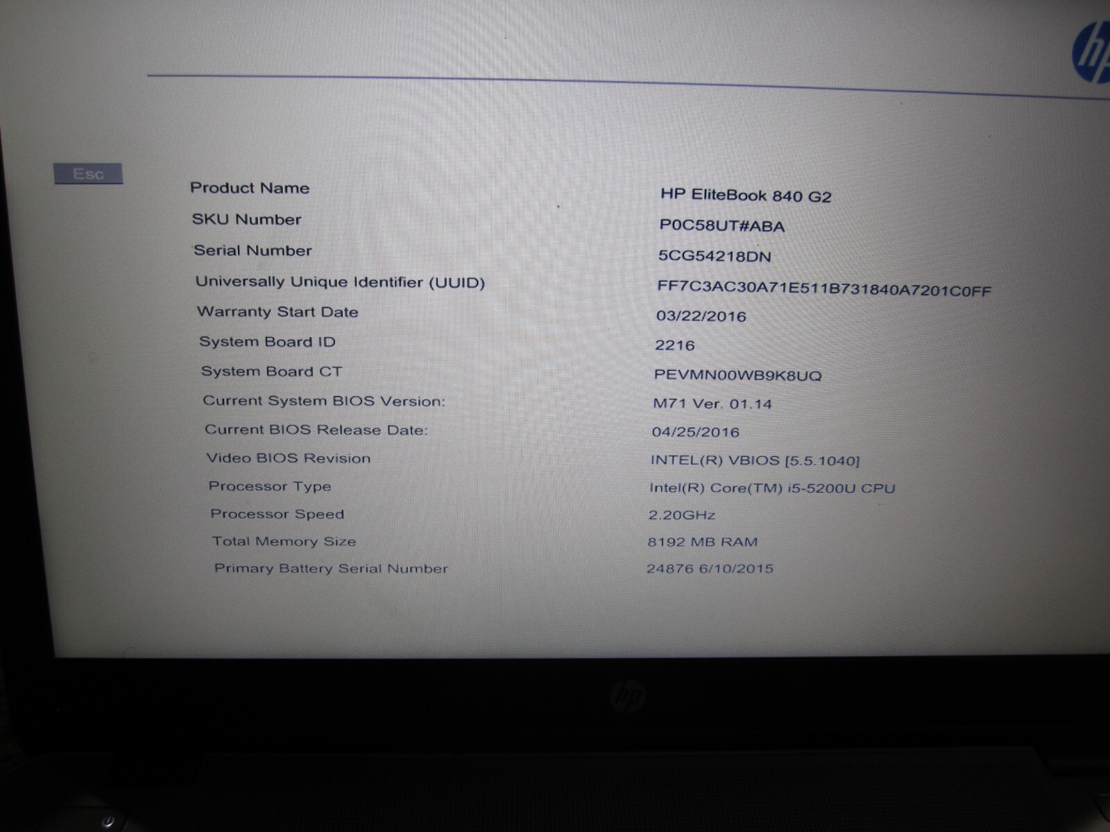 HP EliteBook 840 G2 Laptop Core i5 2.2 GHz 8GB RAM NEW 256GB SSD Win 10 Pro
