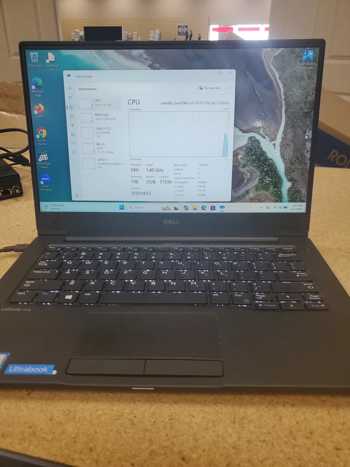14″ Dell Latitude 7370 Laptop m7-6y75 16GB RAM 500GB SSD Win 11 Pro 060126-3