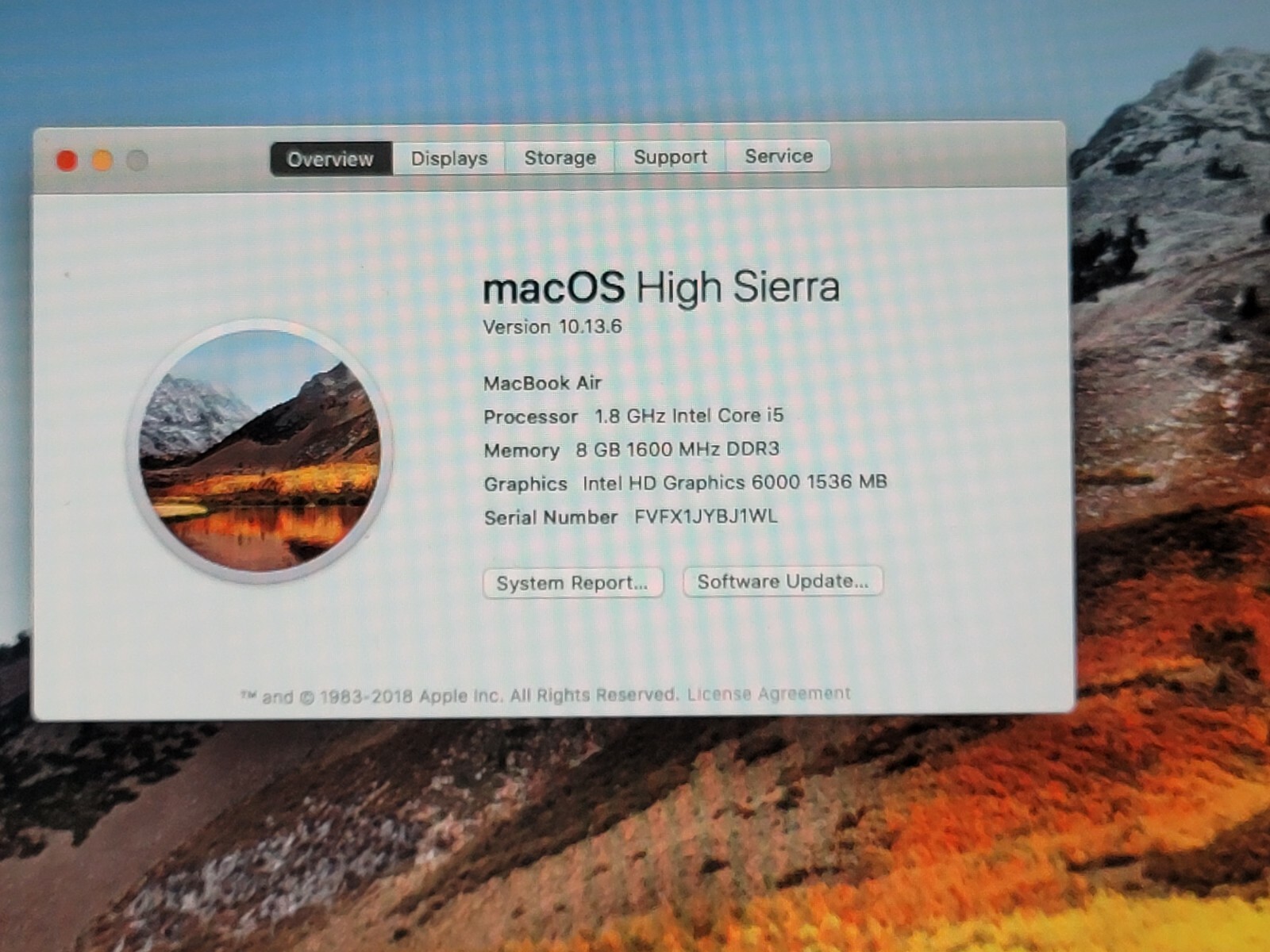 Apple MacBook Air w/ i5 1.8GHz 8Gb Ram 250Gb HDD **Read Description**