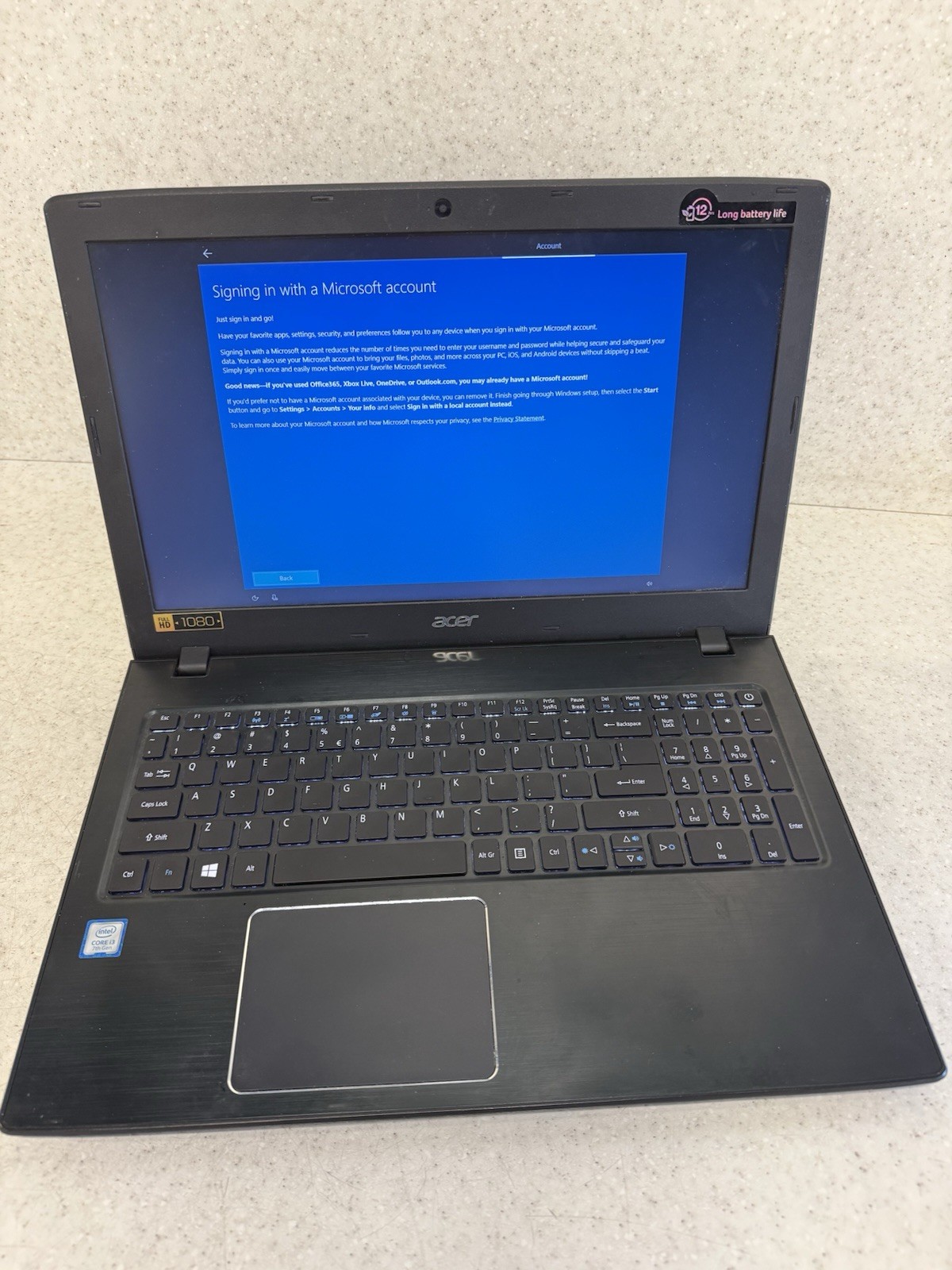 Acer Aspire E5-575 15″ Laptop Intel i3-7100U 8GB RAM 224GB SSD Win10 Computer