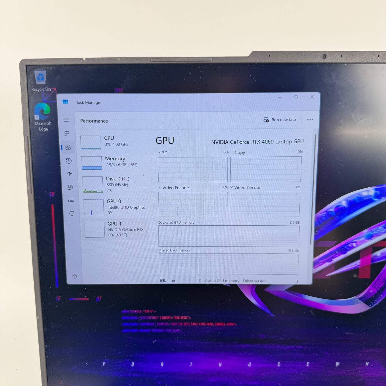 Asus ROG Strix G16 G614J 16″ i9-14900HX 2.2GHz 32GB RAM 1TB SSD GeForce RTX 4060