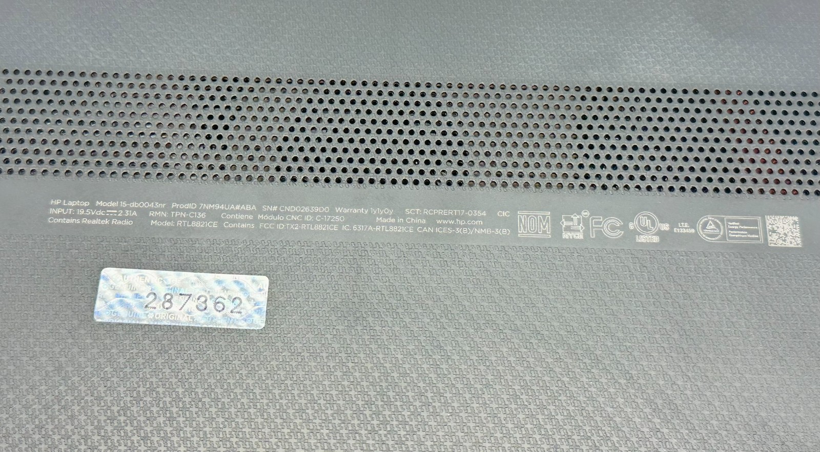 HP 15-DB0043NR AMD A4-9125 2300MHz 4 GB