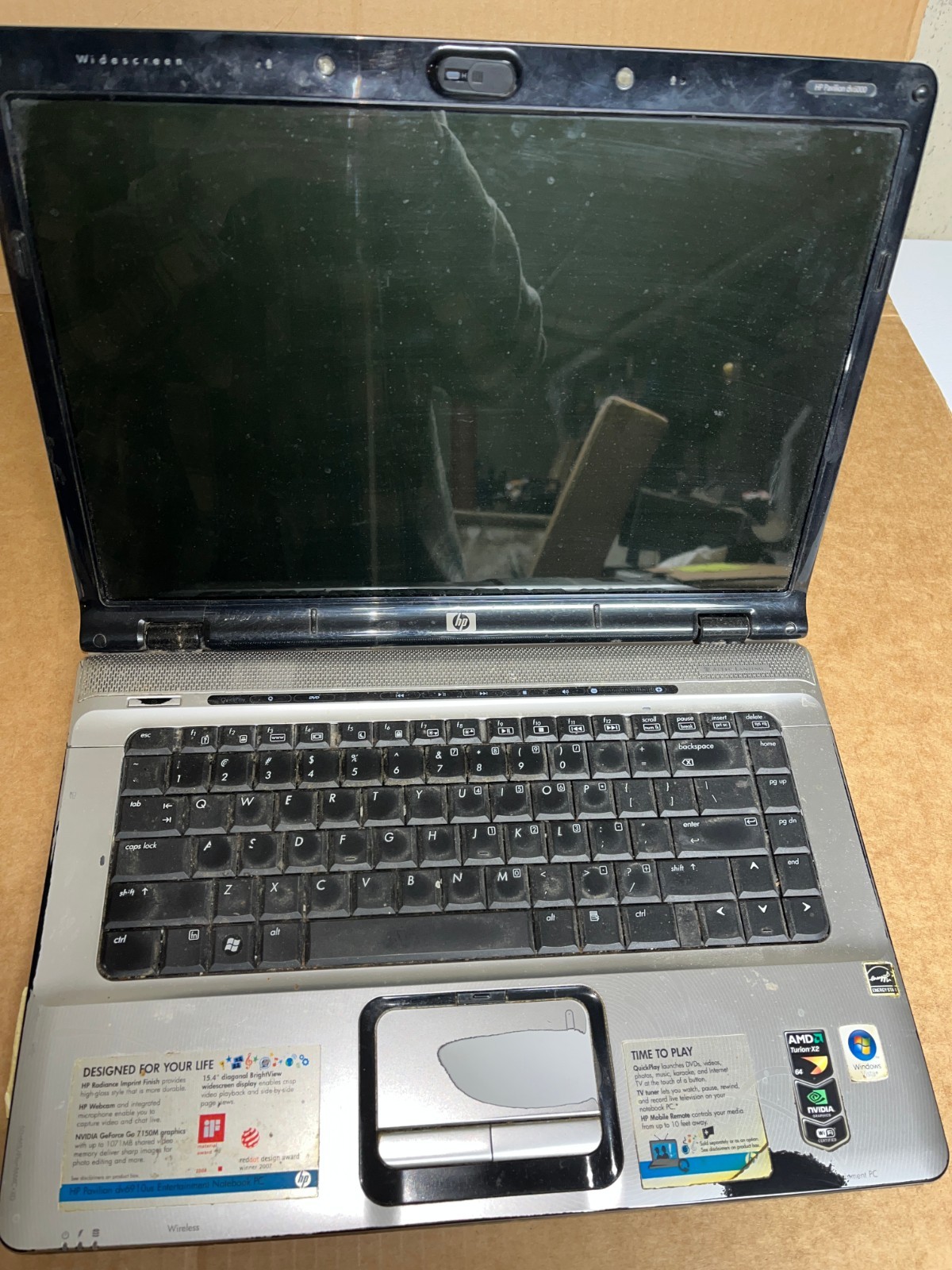 HP Pavilion dv6910US 15.4″ Laptop For Parts/Repair -no hard drive