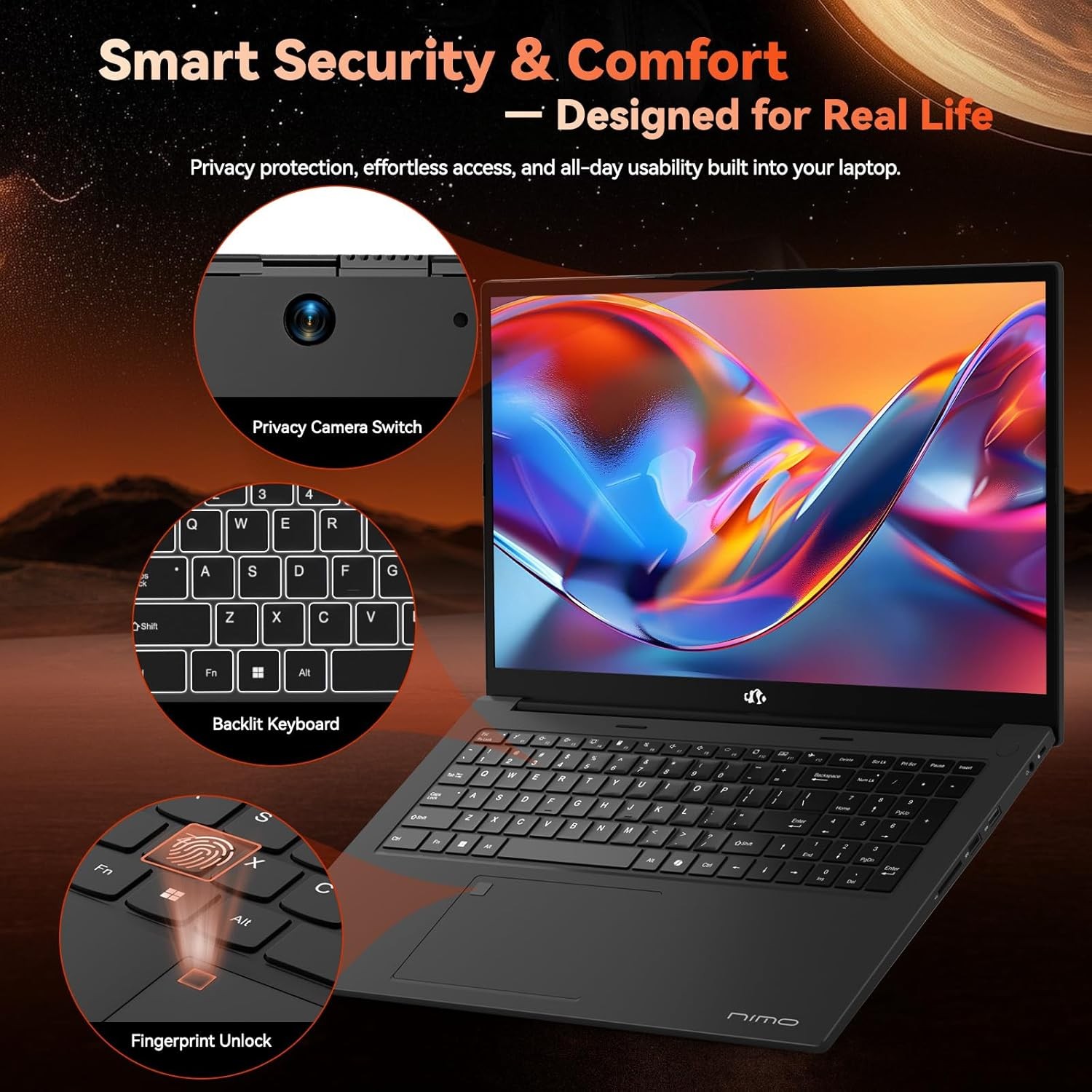 NIMO Gaming Laptop 17.3″ FHD IPS Large Screen AMD R7 7735HS 16GB DDR5 RAM 256GB