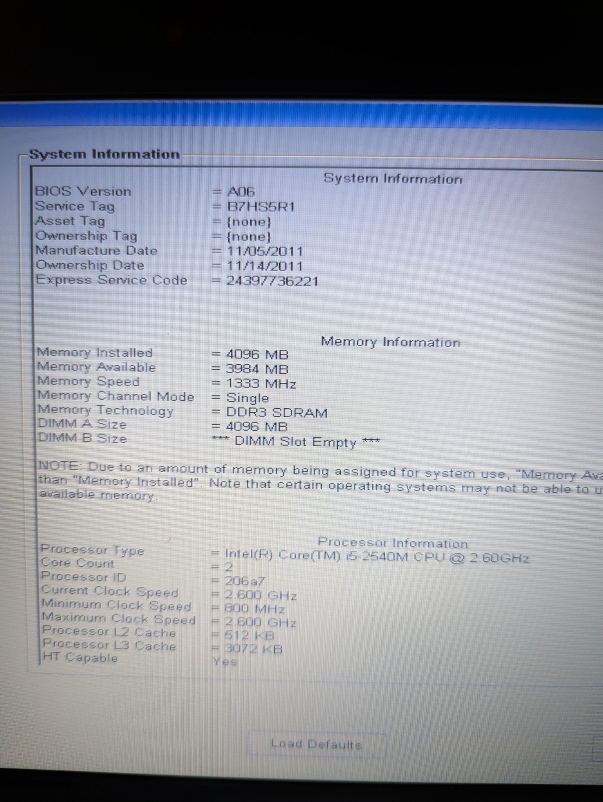 Dell Latitude E-6420 i-5-2nd Gen, 4GB Ram, DvD R/W, No HDD Pls Read Description.