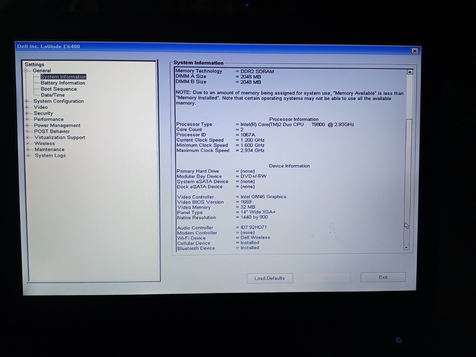 Dell Latitude E6400 14″ Laptop Intel Core 2 Duo T9800 2.93Ghz 4GB RAM NO HD/OS