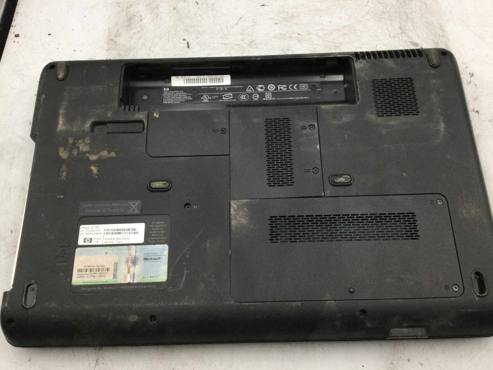 HP G60 LAPTOP – BOOTS TO BIOS/BAD LCD – INTEL DUAL CORE – 2GB RAM – READ DESC-BB