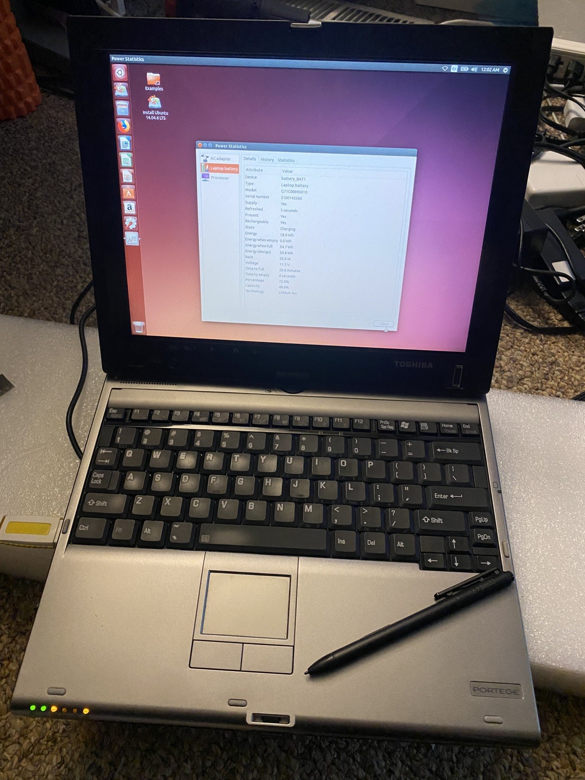 12.1” Toshiba Portege M400 Tablet Laptop Vintage T2400 2GB 160GB Linux – WORKING