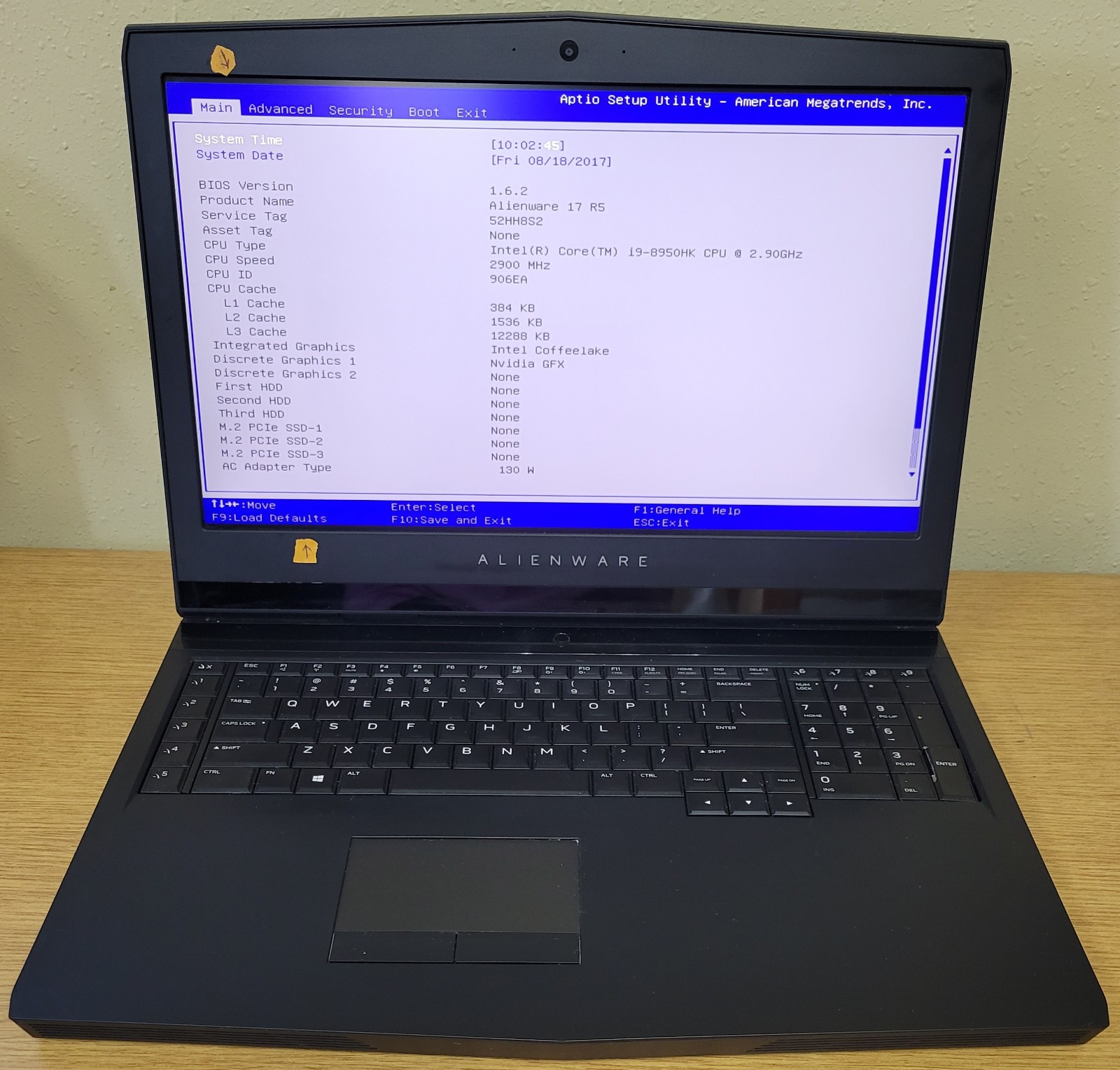 Dell Alienware 17 R5 P31E i9-8950HK 2.90GHz 32GB 256GB NVMe Gtx 1080 No OS/HDD