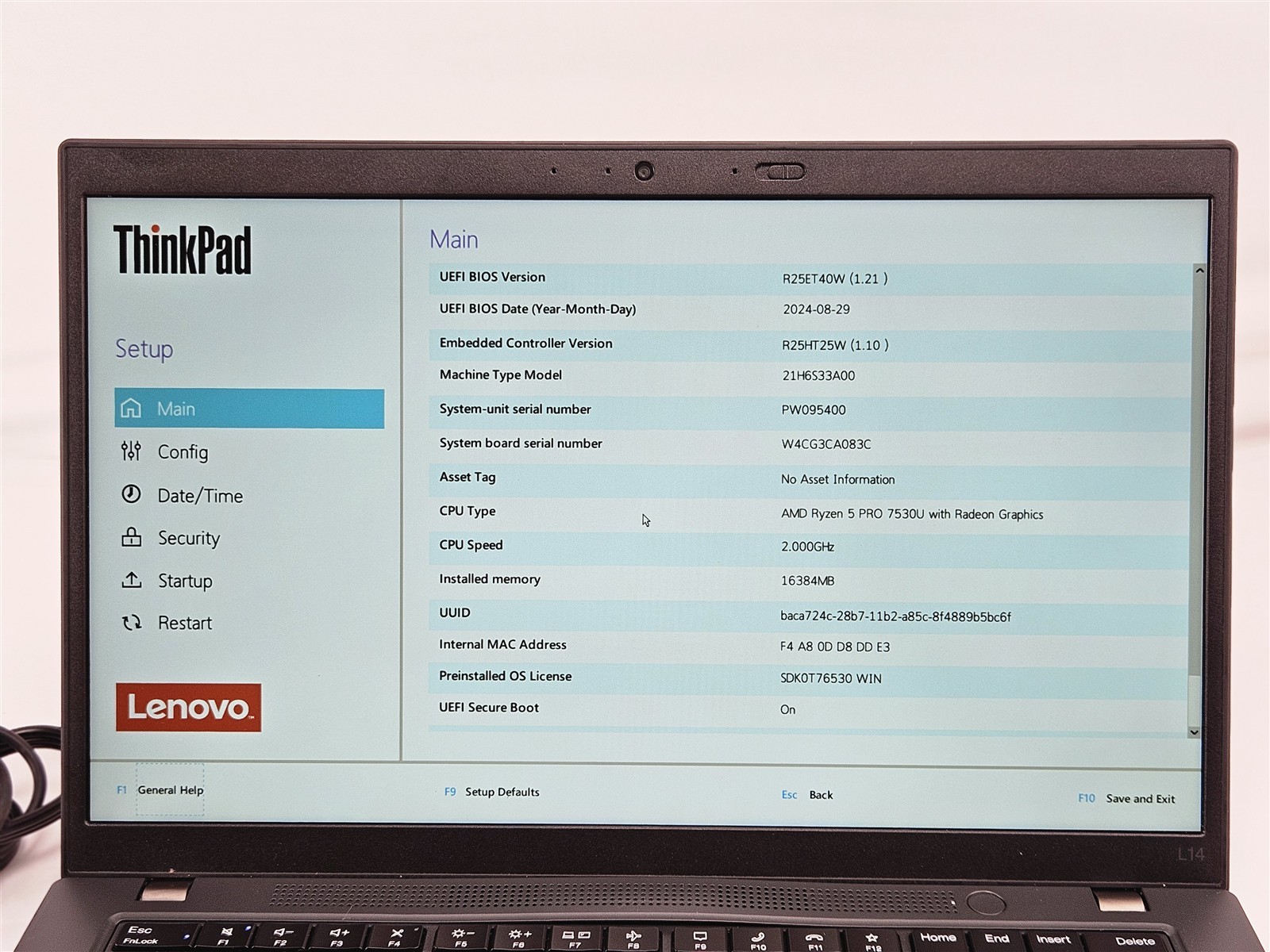 Lenovo ThinkPad L14 Gen 4 14″ AMD Ryzen 5 Pro 7530U 16GB RAM No Storage FHD