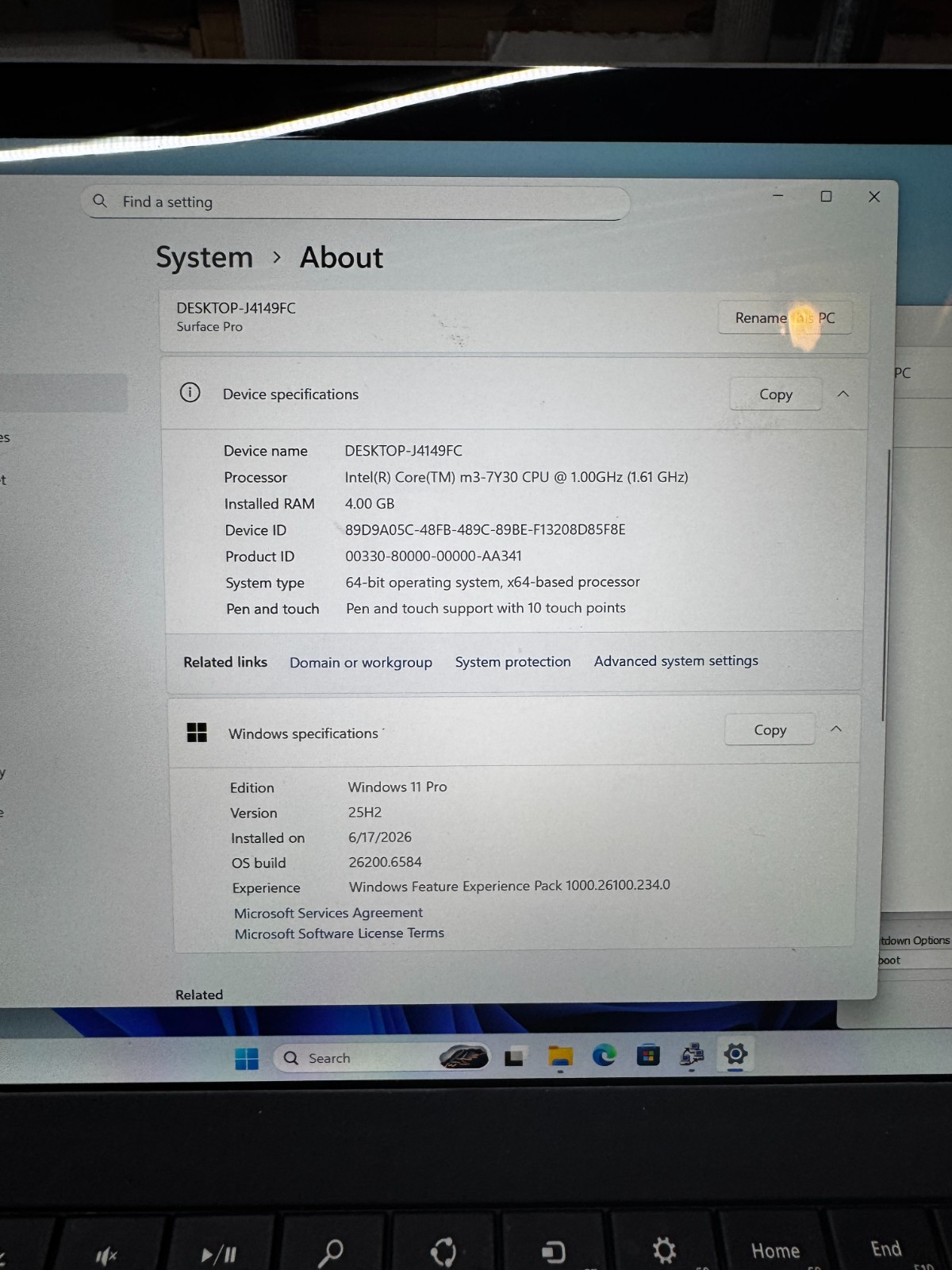 Microsoft Surface Pro m3-7Y30, 4GB RAM, 120GB SSD, Win11 PRO #6391