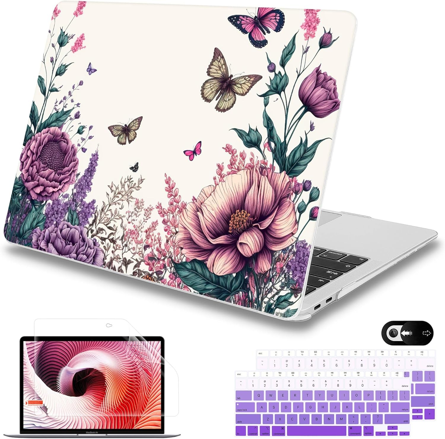 Case for MacBook Air 13 inch M1 A2337 A2179 A1932, Hard Cover with Screen Protec