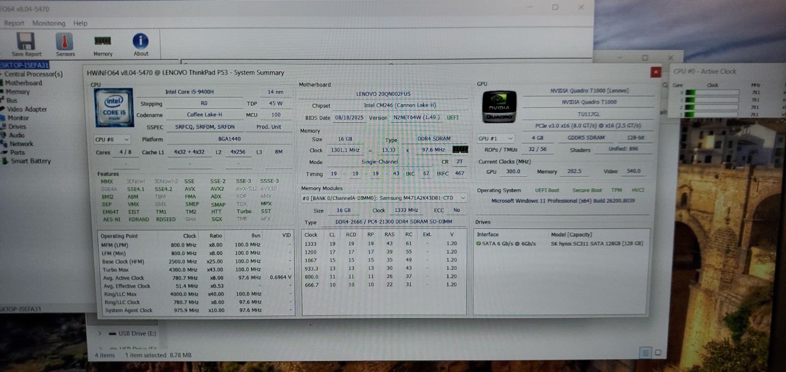Lenovo ThinkPad P53 Laptop Intel Core i5-9400H 2.5GHz 16GB RAM 256GB SSD T1000