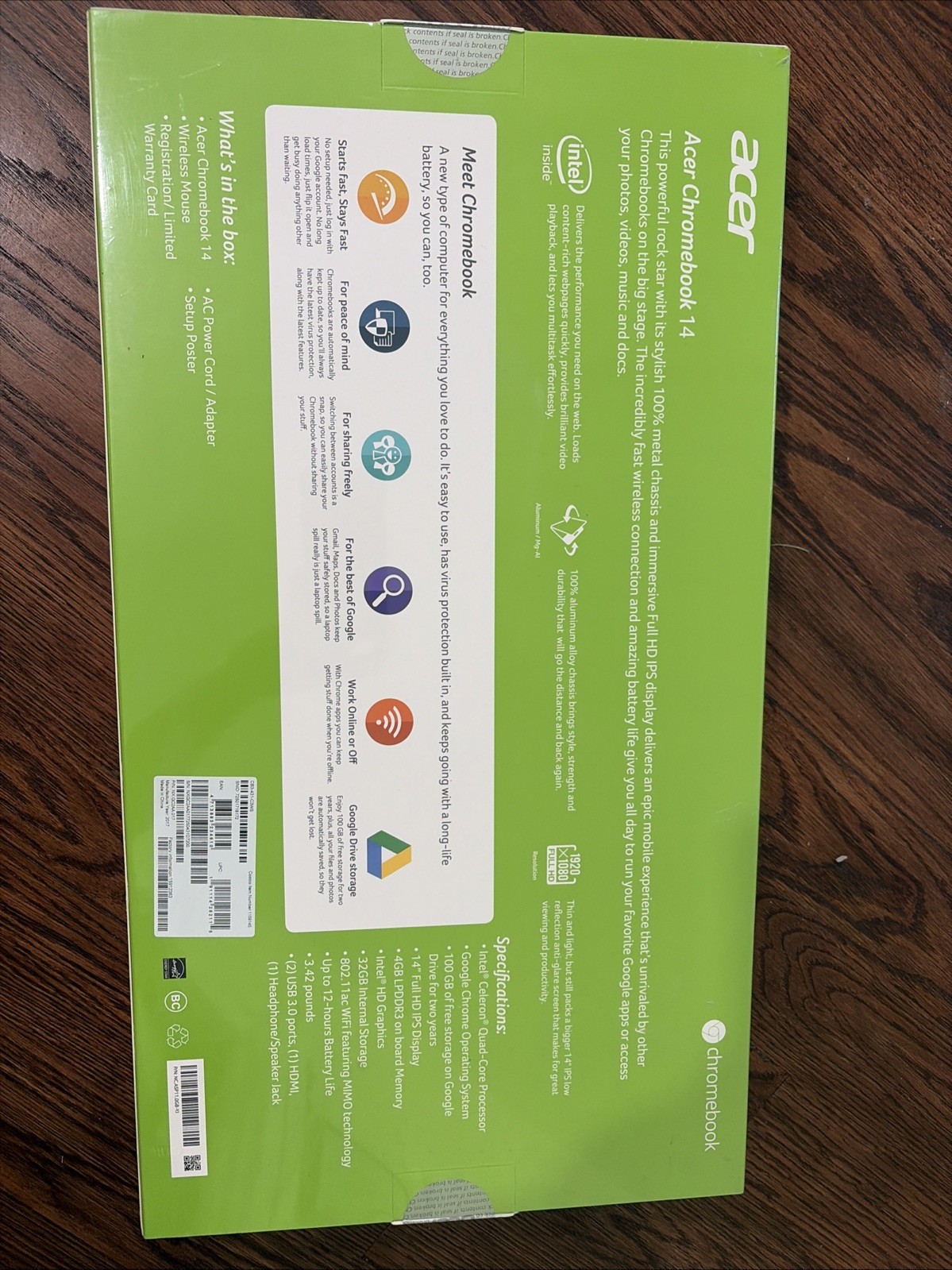 Acer Chromebook 14 14″ (32GB, Intel Celeron N, 1.60GHz, 4GB) Notebook – Silver