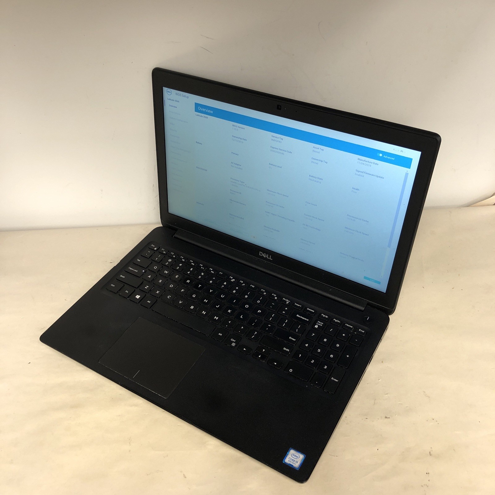 Dell Latitude 3500 i5-8265U 16GB RAM NO SSD | Boot To Bios