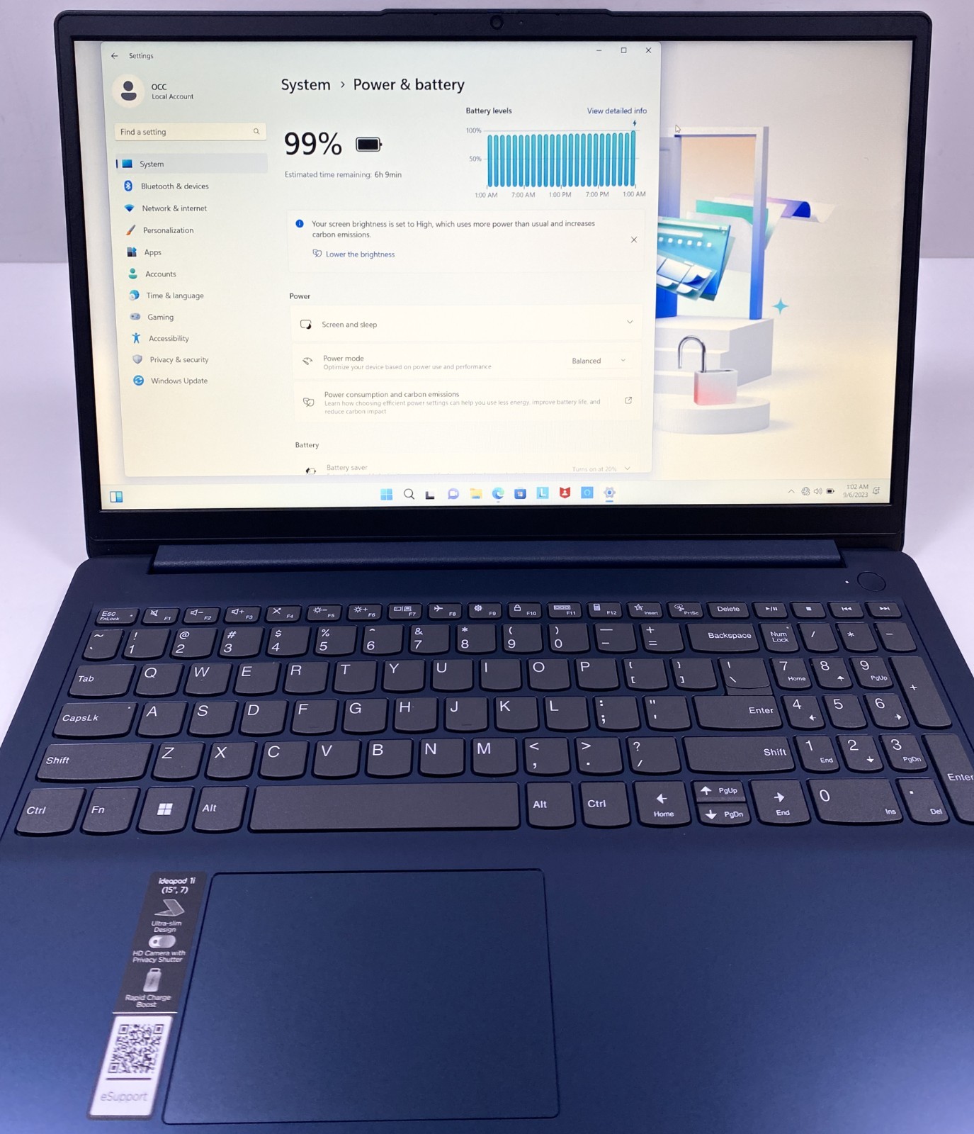 Lenovo Ideapad 1 15IJL7 15.6in Silver N6000 1.1GHz 4GB RAM 128GB SSD UHD CLEAN!!