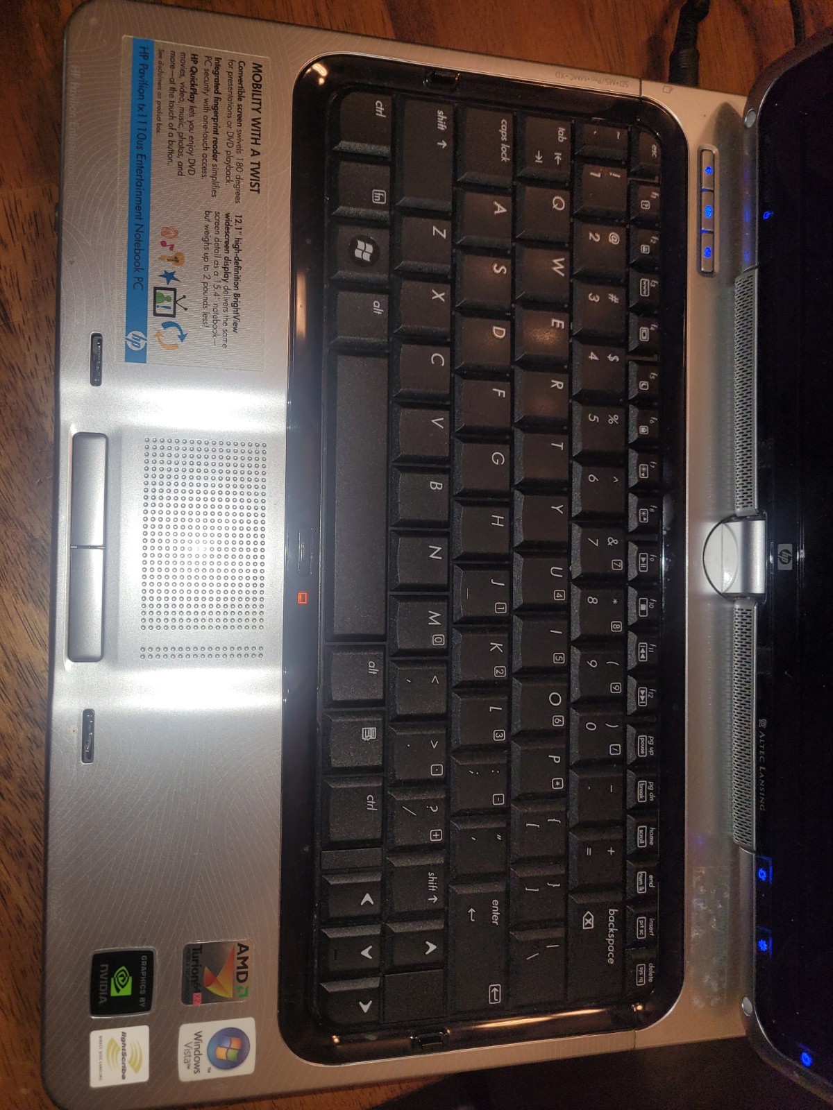 HP Pavilion tx 1110 Us and Power Adapter convertible table notebook