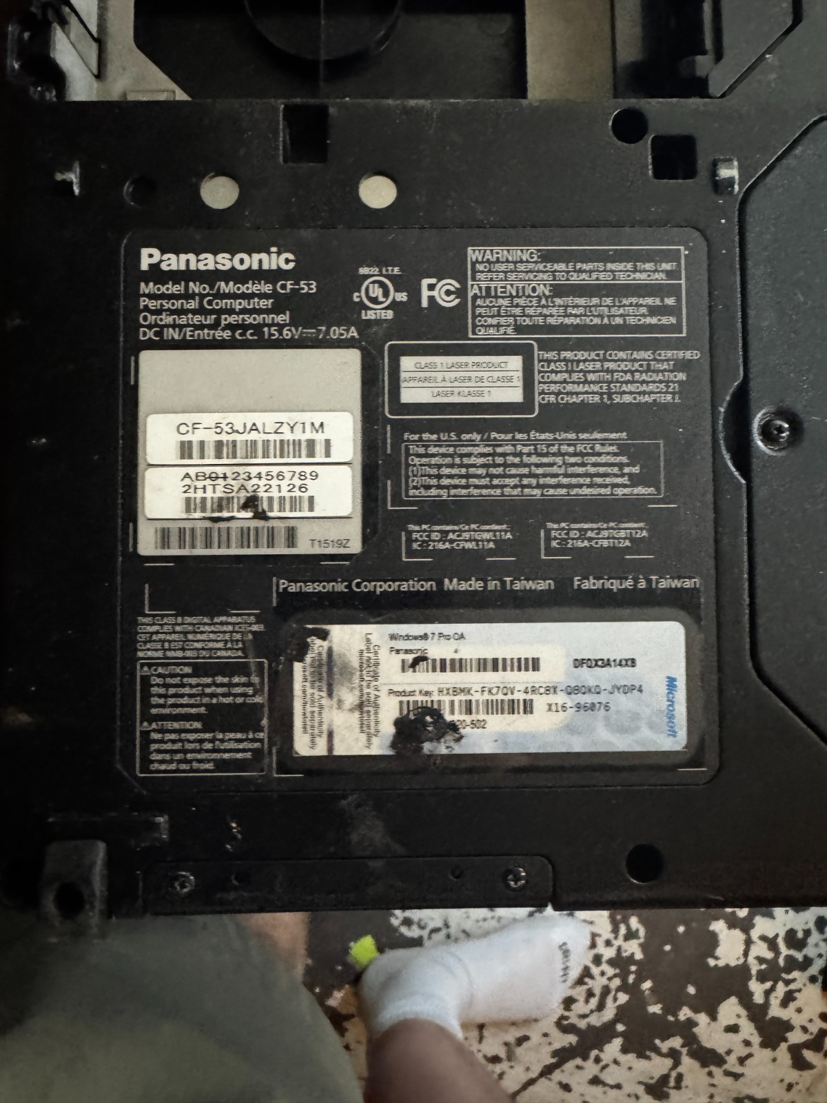 Panasonic Toughbook CF-53 Intel Core i5 Laptop for Parts/Repair #5903