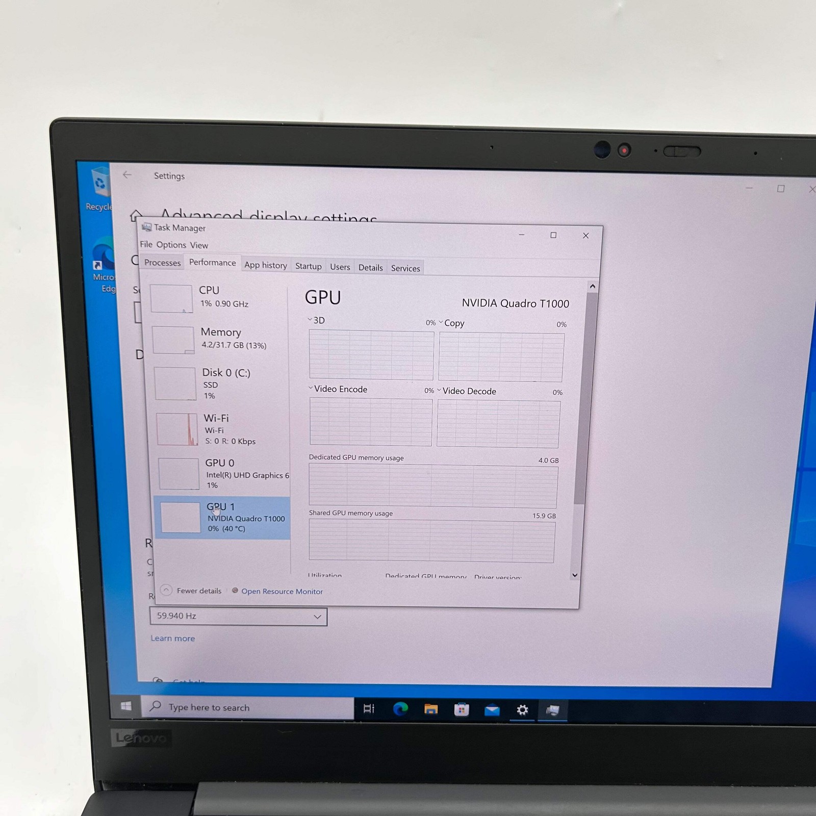 Lenovo ThinkPad P1 Gen 2 15.6″ i7-9850H 2.6GHz 32GB RAM 1TB SSD Quadro T1000