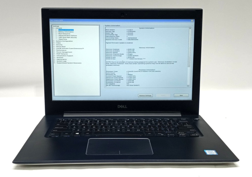 Dell Vostro 5471 14″FHD i5-8250U@1.60GHz 8GB RAM 256GB M.2 WIN 11 Pro WH742!