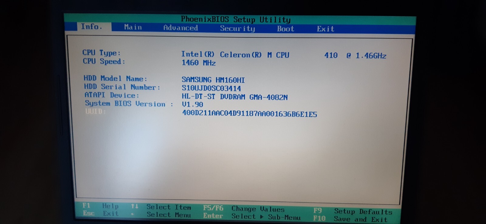 Toshiba Satellite l30-134 Celeron® M CPU 410 1.46 GHz 1.5GB RAM, 120 GB HDD Win7