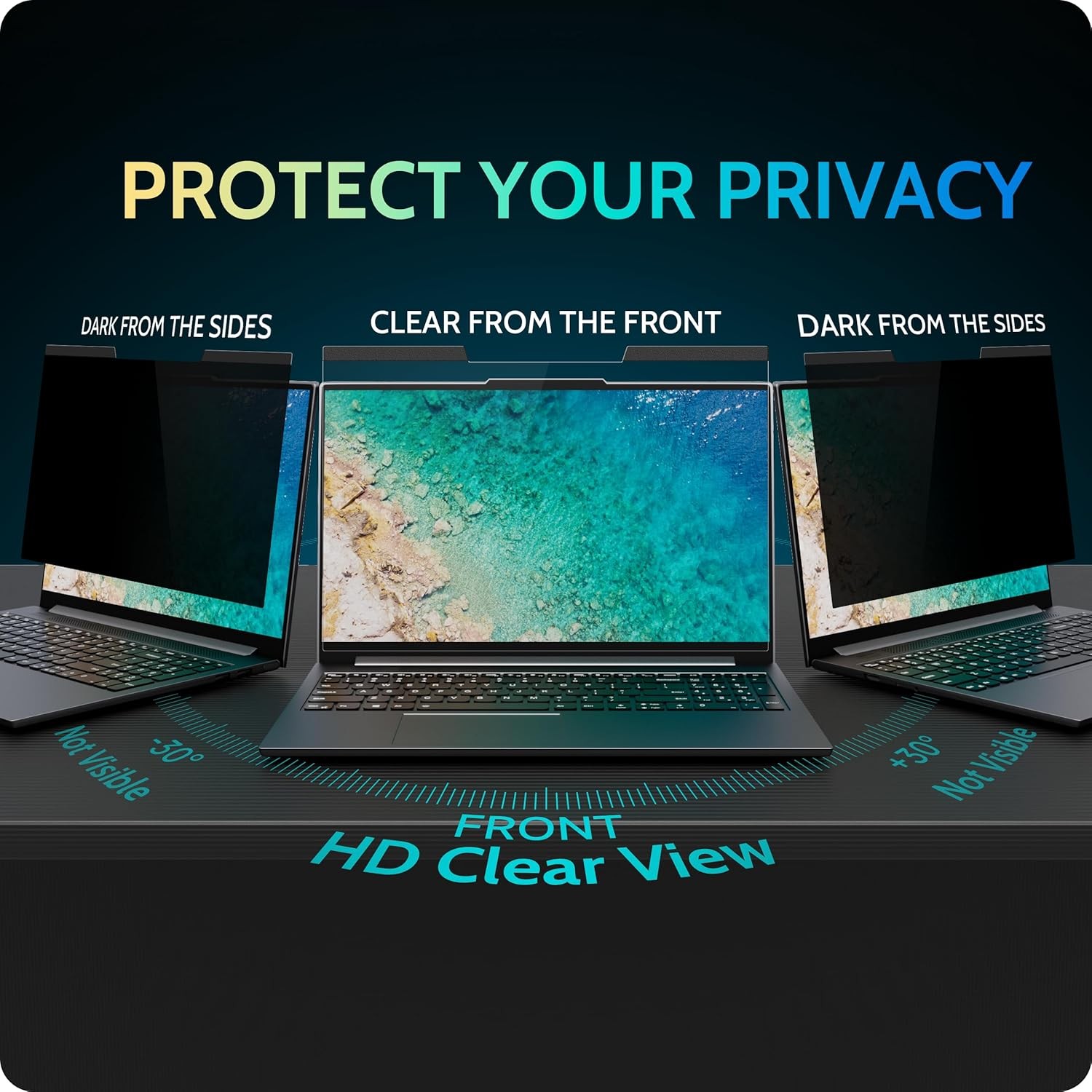 Magnetic Laptop Privacy Screen 15.6 inch for 16:9 Computer Monitor, Anti Glare S