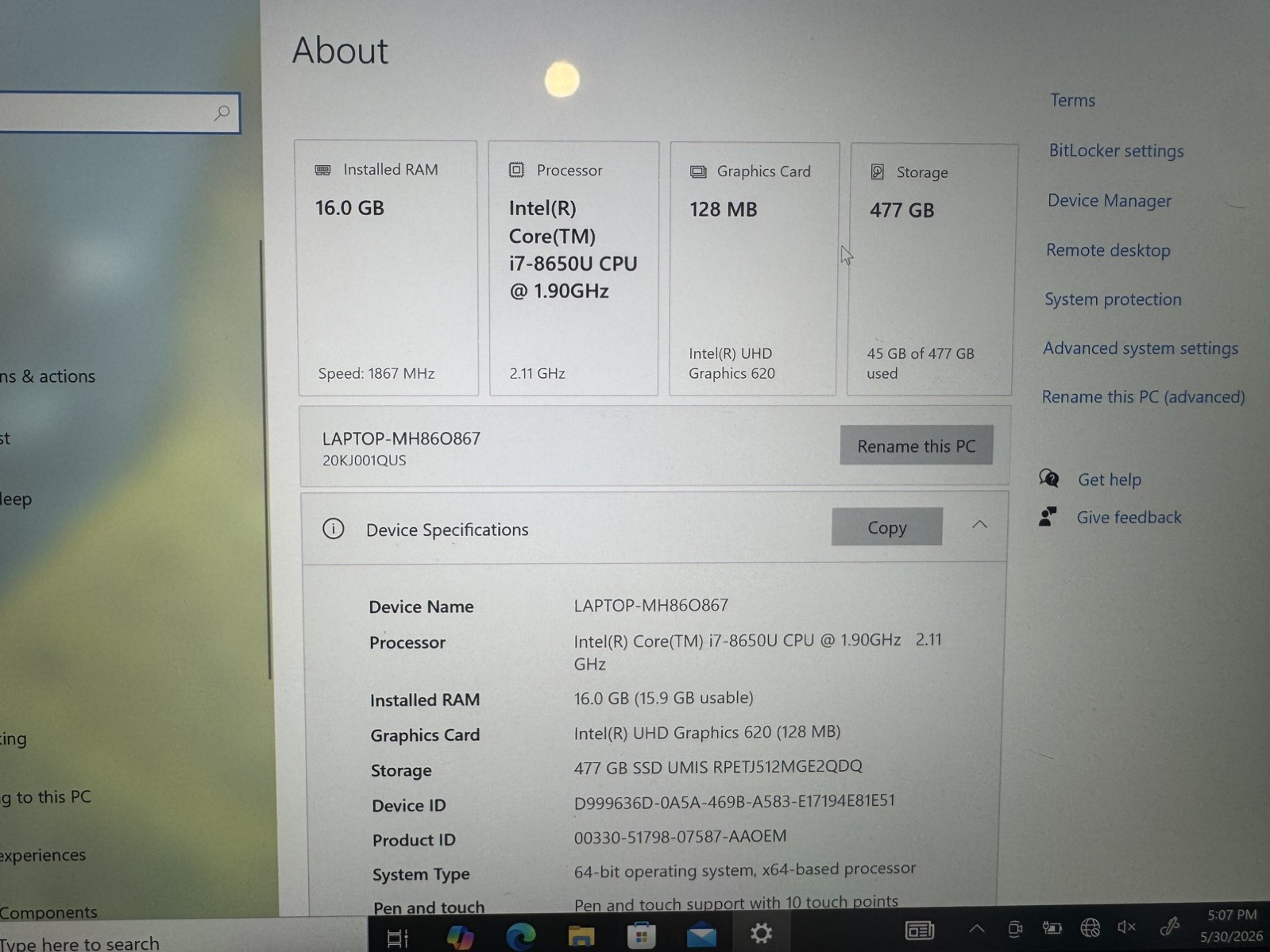 Lenovo ThinkPad X1 Tablet Gen 3 Used 13″ i7-8650U, 512GB NVMe, 16GB RAM