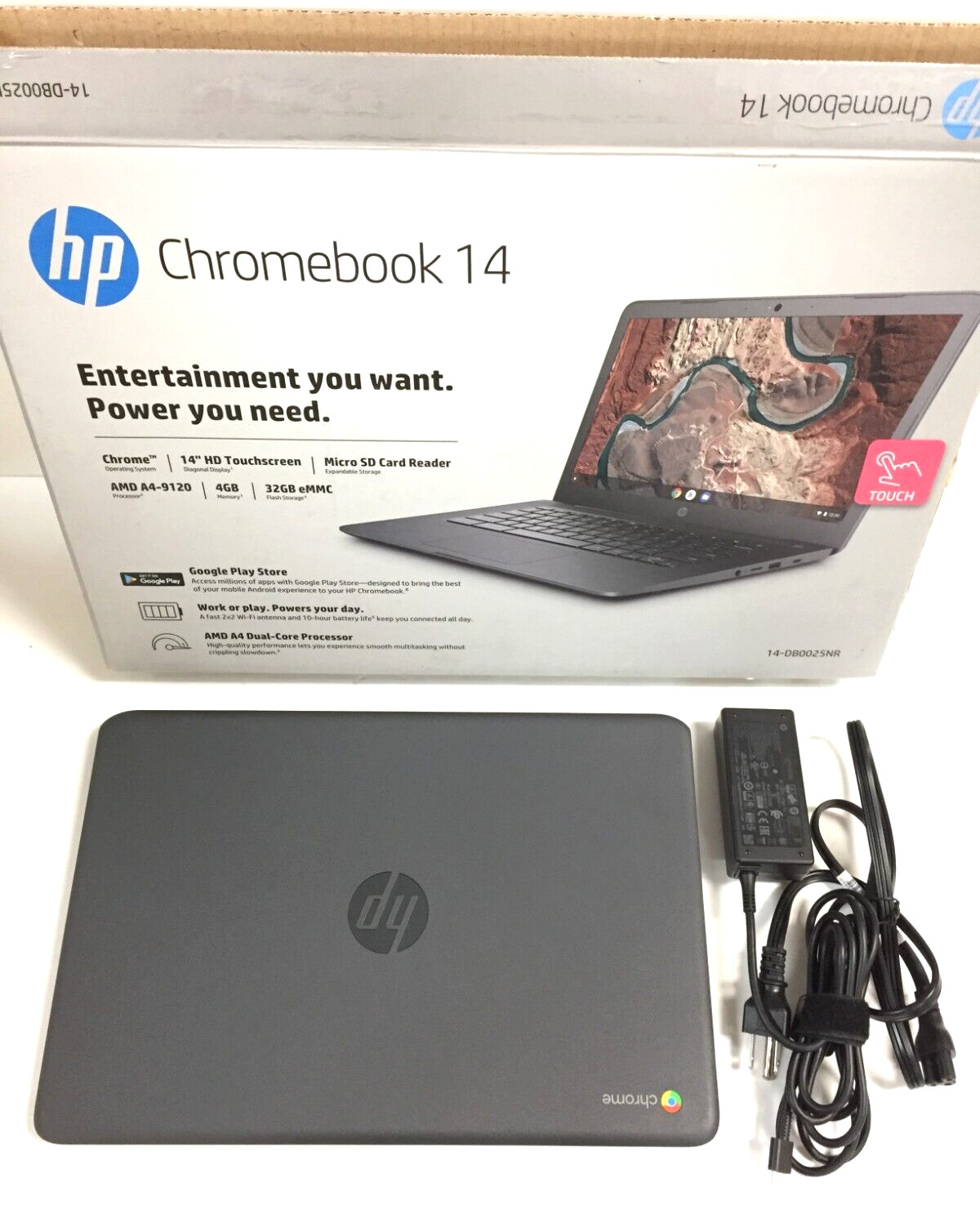 HP 14-db0025nr 6HF76UA#ABA 14″ Touchscreen, AMD A4-9120C APU/4GB Ram/32GB eMMC