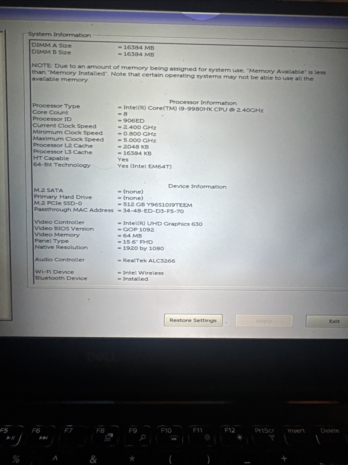 Dell Precision 5540 Mobile Workstation i9-9980HK 32GB RAM 512GB SSD – READ
