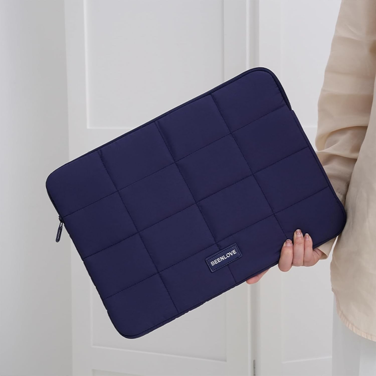 Puffy Laptop Sleeve 14 Inch Matte Navy, Waterproof Carrying Case Bag for Women