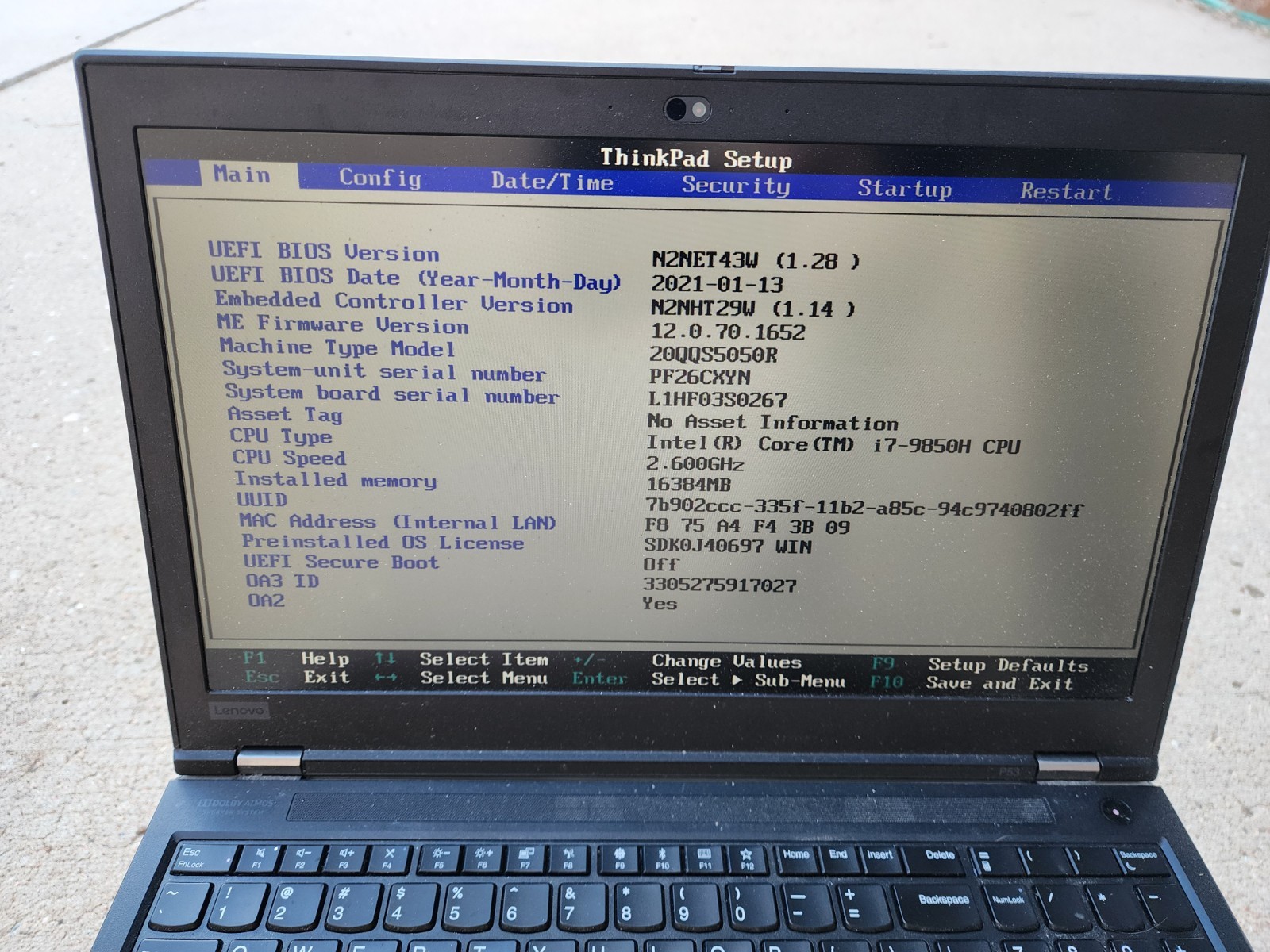 Lenovo Thinkpad P53 Intel i7-9850H 2.60GHz 16GB RAM 512GB SSD, 2TB HD, Win 11