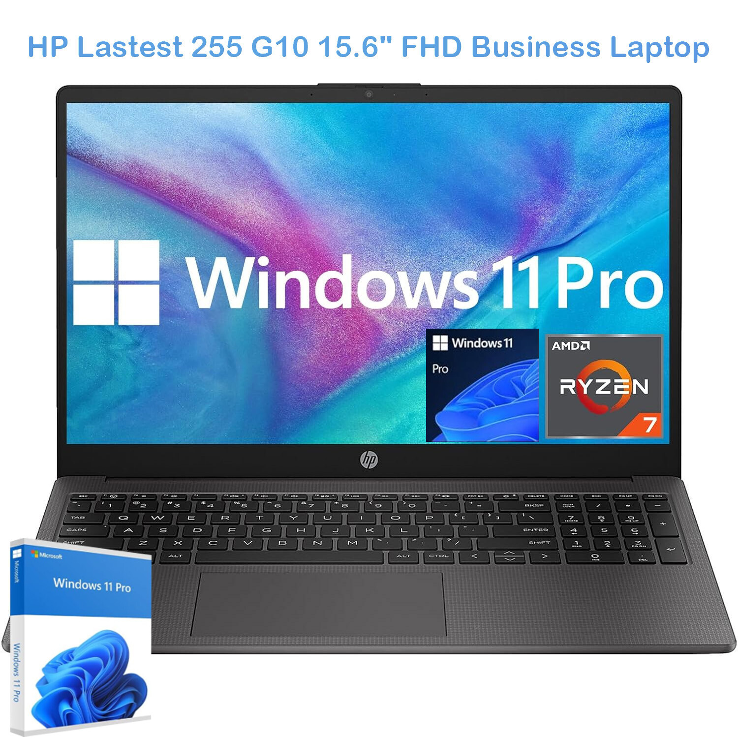 2025 HP 255 G10 15.6″FHD Laptop,AMD Ryzen 7 7730U 4.5GHZ UpTo 64GB 2TB+Win11pro