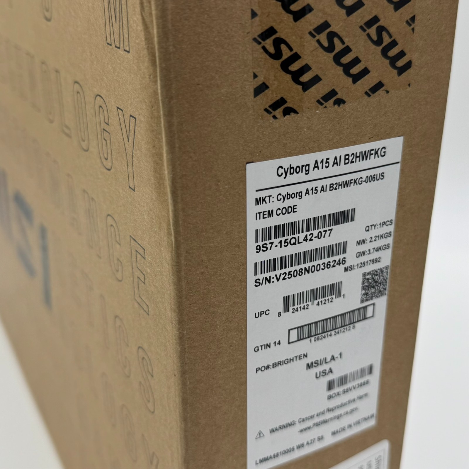 MSI Cyborg 15.6″ 144Hz Gaming Laptop Ryzen 9 270 RTX 5060 16GB 1TB SSD New