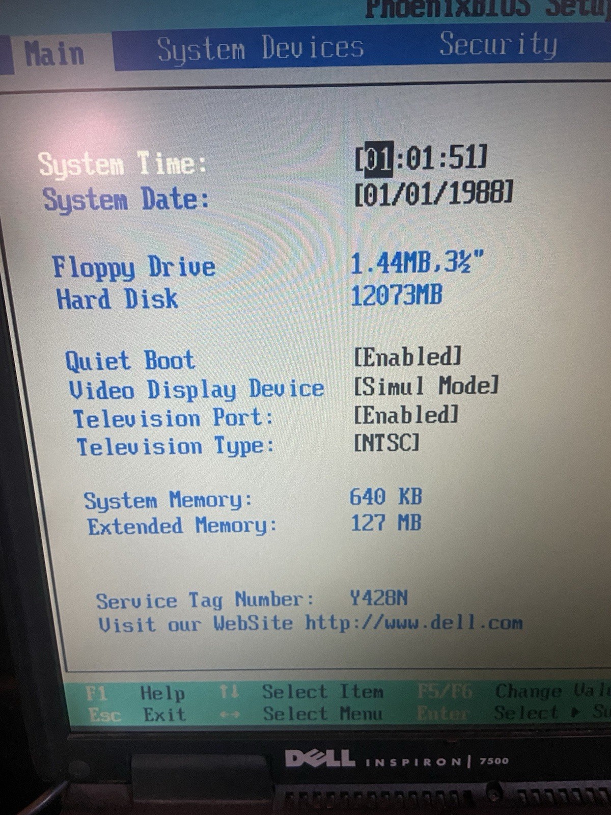 Vintage Dell Inspiron 7500 Laptop Pentium III 12GB HD/128MB RAM No AC- FOR PARTS