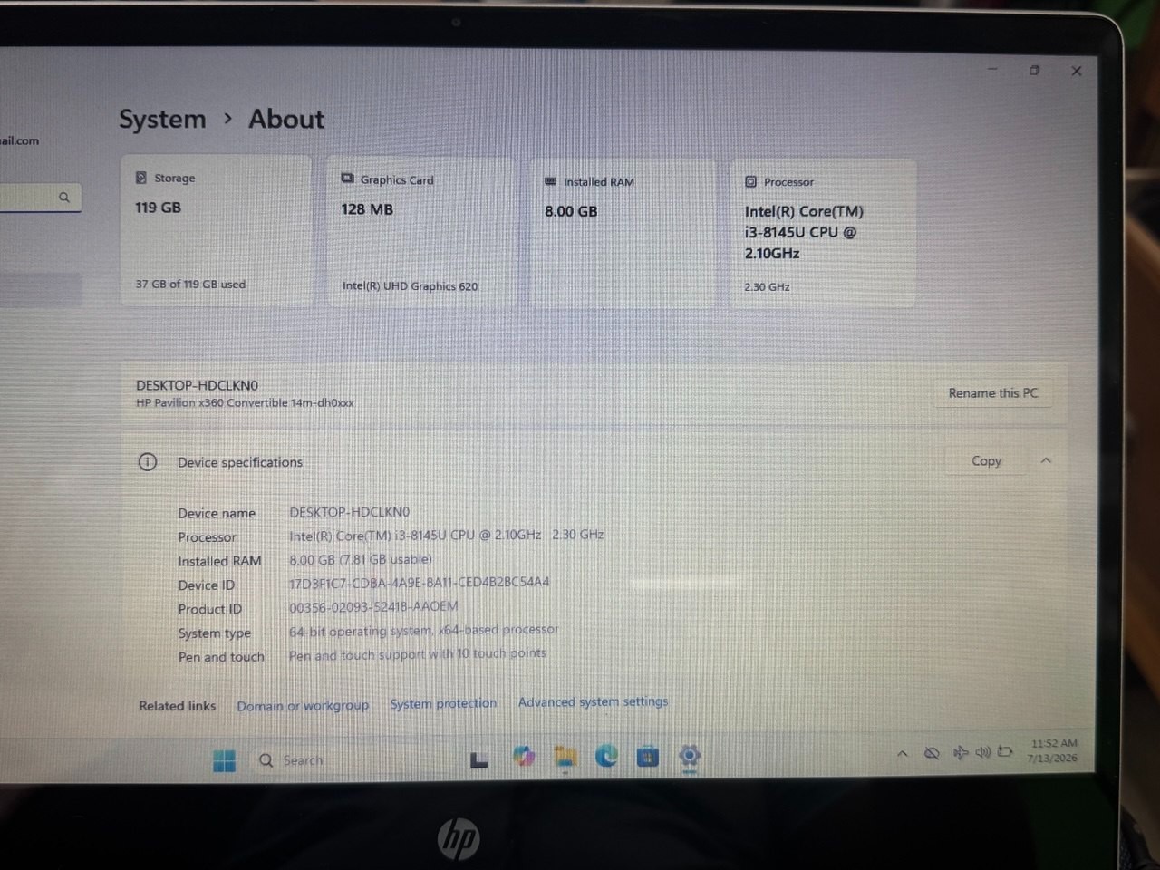 HP Pavilion x360 14 Touch i3 8GB 128GB SSD Win11 Minor Wear/ Fast Shipping