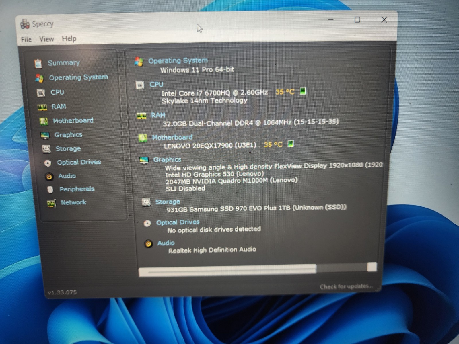 Lenovo ThinkPad P50 i7-6700HQ 2.60GHz 32GB Ram 1tb Nvme Ssd NVidia M1000M Laptop