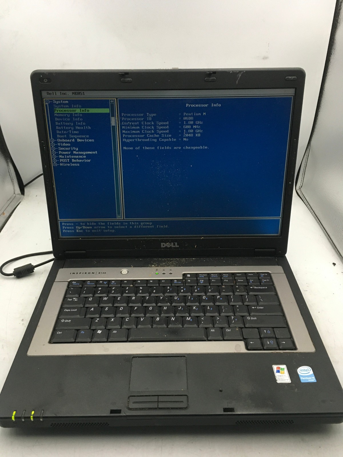 DELL INSPIRON B130 – BOOTS TO BIOS – INTEL PENTIUM M – 512MB RAM – READ DESC -BB