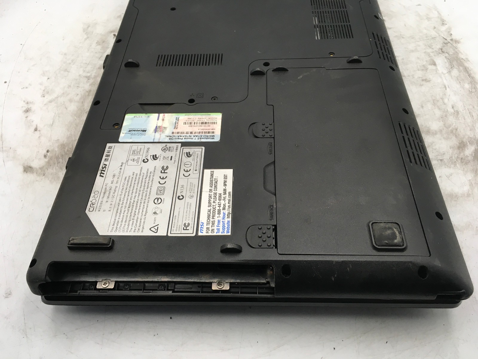 MSI CR620 LAPTOP – FOR PARTS/FREEZES – INTEL I3 330M – 4GB RAM – NO OS -READ- BB