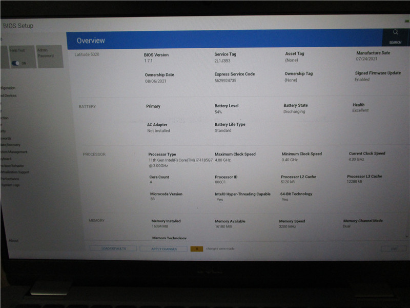 Dell Latitude 5320 Laptop i7-1185G7 16GB No SSD Win 11 COA