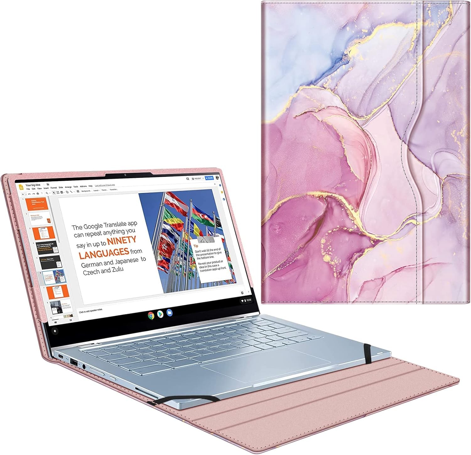 Premium PU Leather Portfolio Book Cover for 14″ ASUS Chromebook Flip C433TA / C4