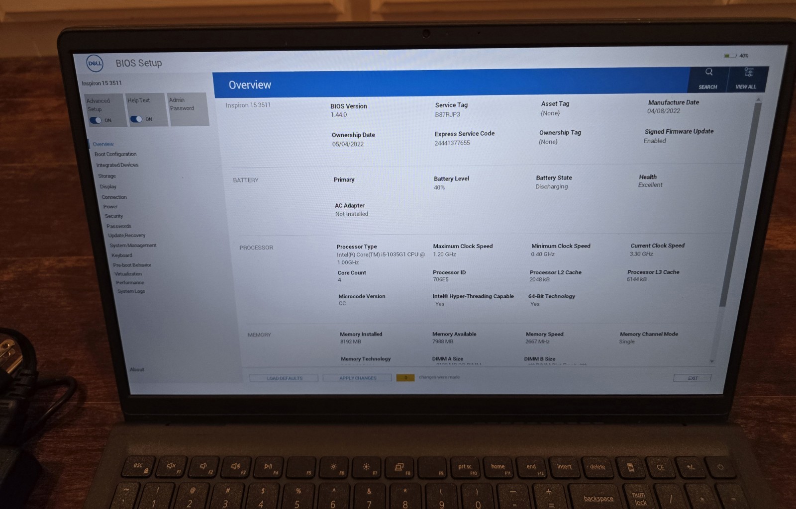 Dell Inspiron 15 3511 | Intel Core i5-1035G1 | 8GB RAM | 256GB NVMe | W11 Pro