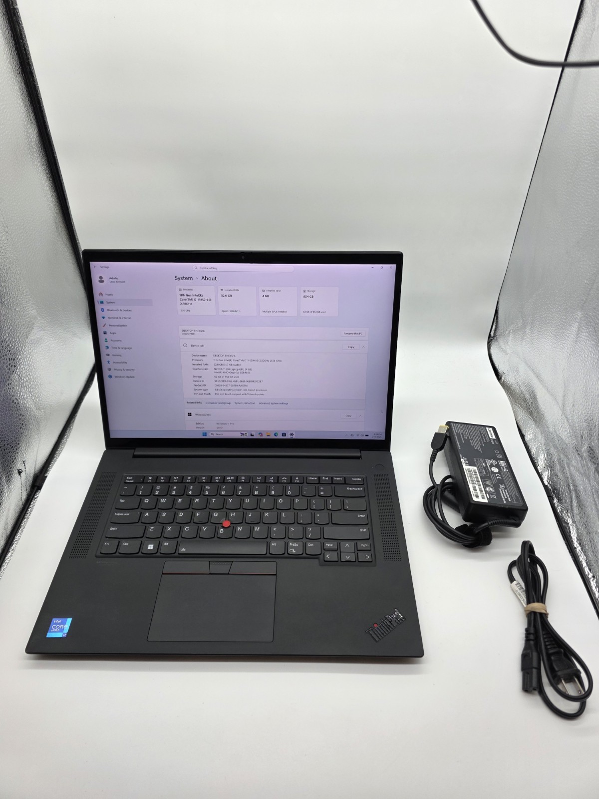 Thinkpad P1 Gen 4 i7-11850H 16″ WQUXGA 4K+ TOUCHSCREEN 32GB 1TB Nvidia T1200