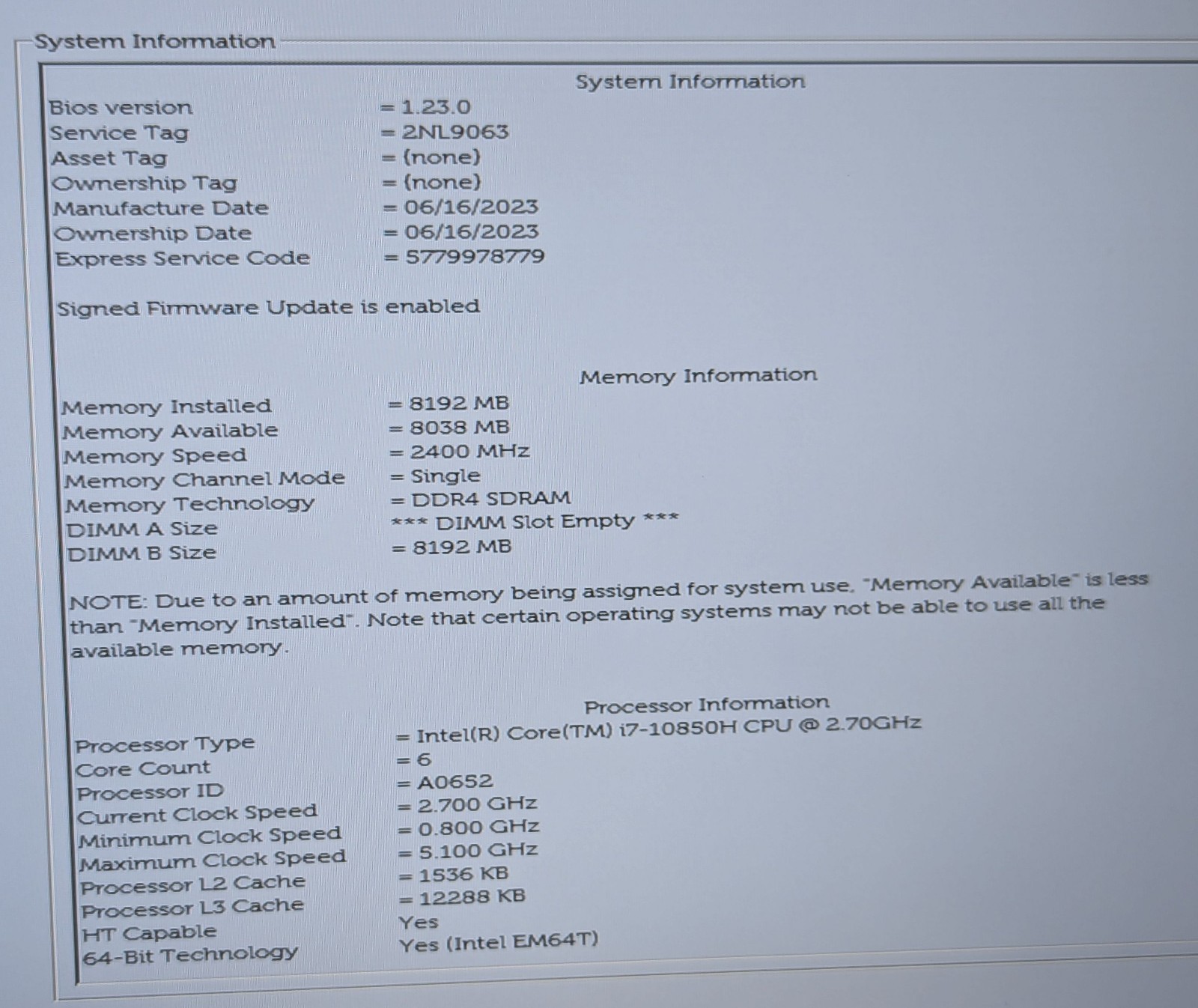 Incomplete Dell Latitude 5511 15.6″ Laptop i7-10850H 2.70GHz 8GB RAM – *READ*