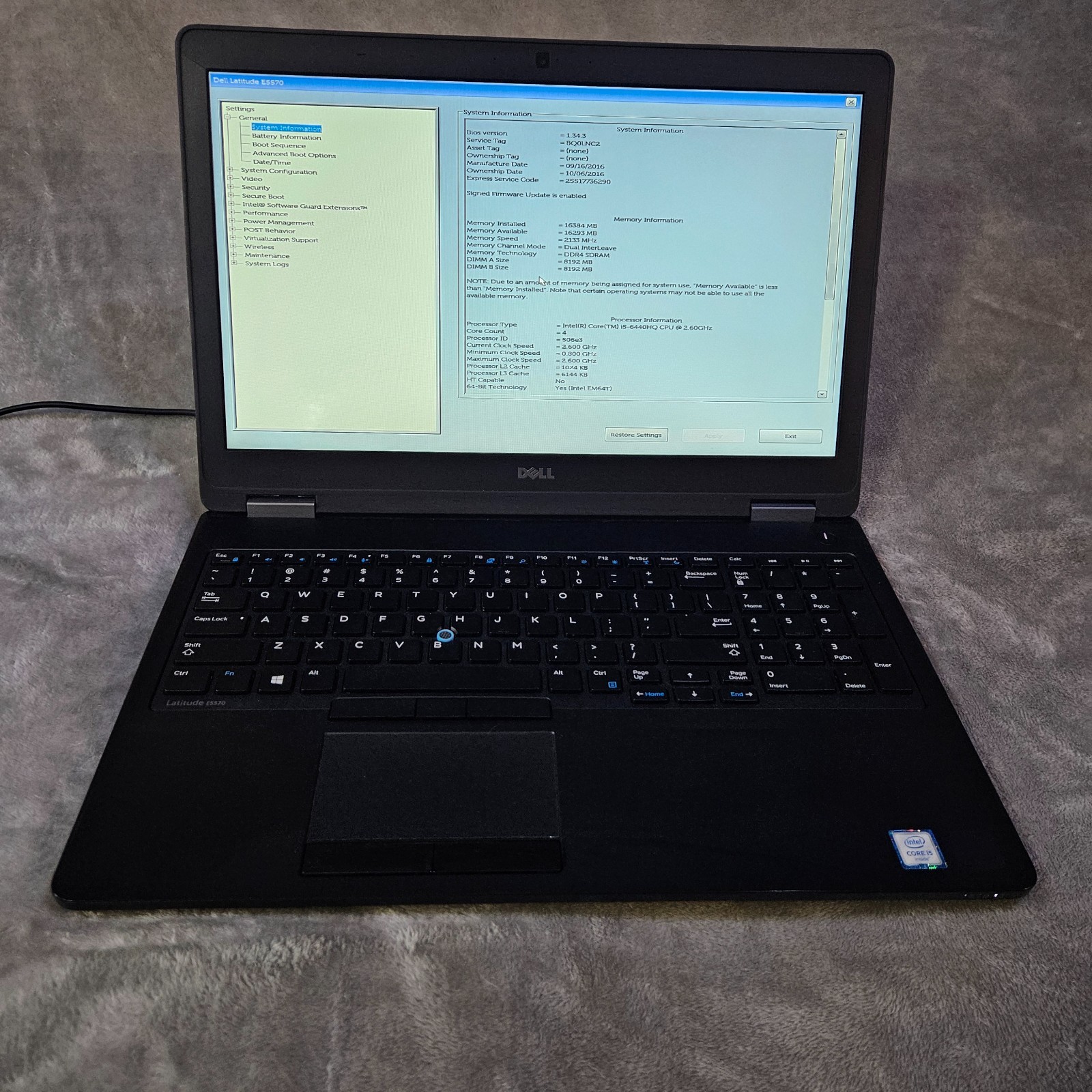Dell Latitude E5570 15.5″ I5-6440HQ 16GB RAM NO SSD/OS W 65 W Charger