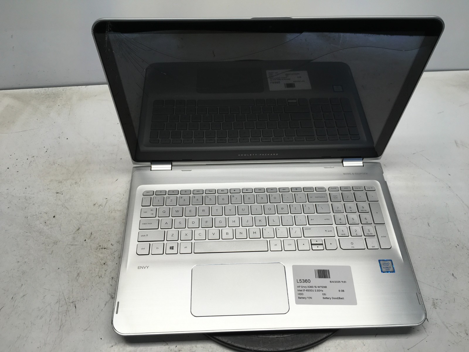 HP Envy X360 15-W110NR Convertible Intel i7-6500U 2.5GHz 8 GB NO HDD/Battery