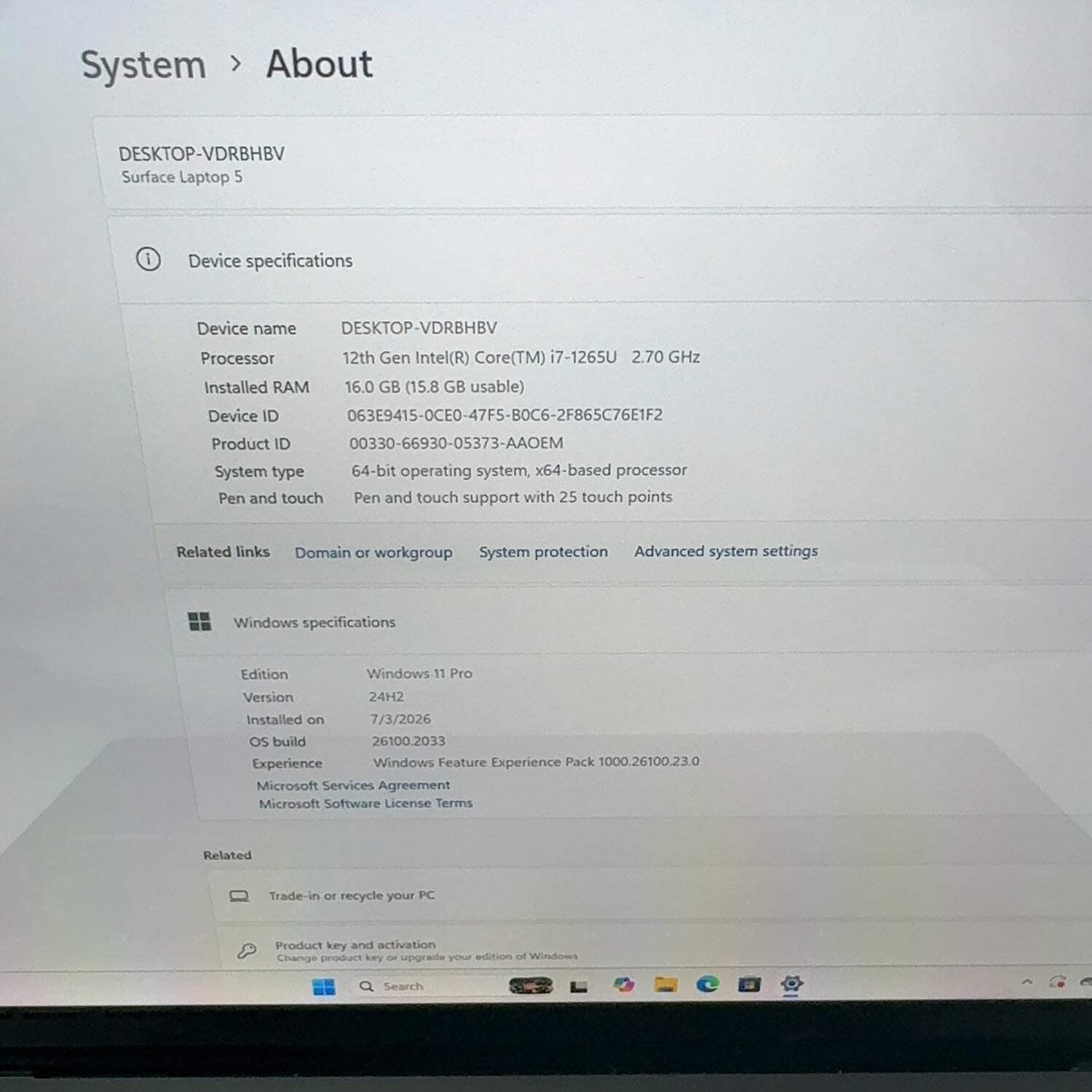 Microsoft Surface Laptop 5 13″ i7-1265U 2.7GHz 16GB RAM 256GB SSD WIN 11 PRO