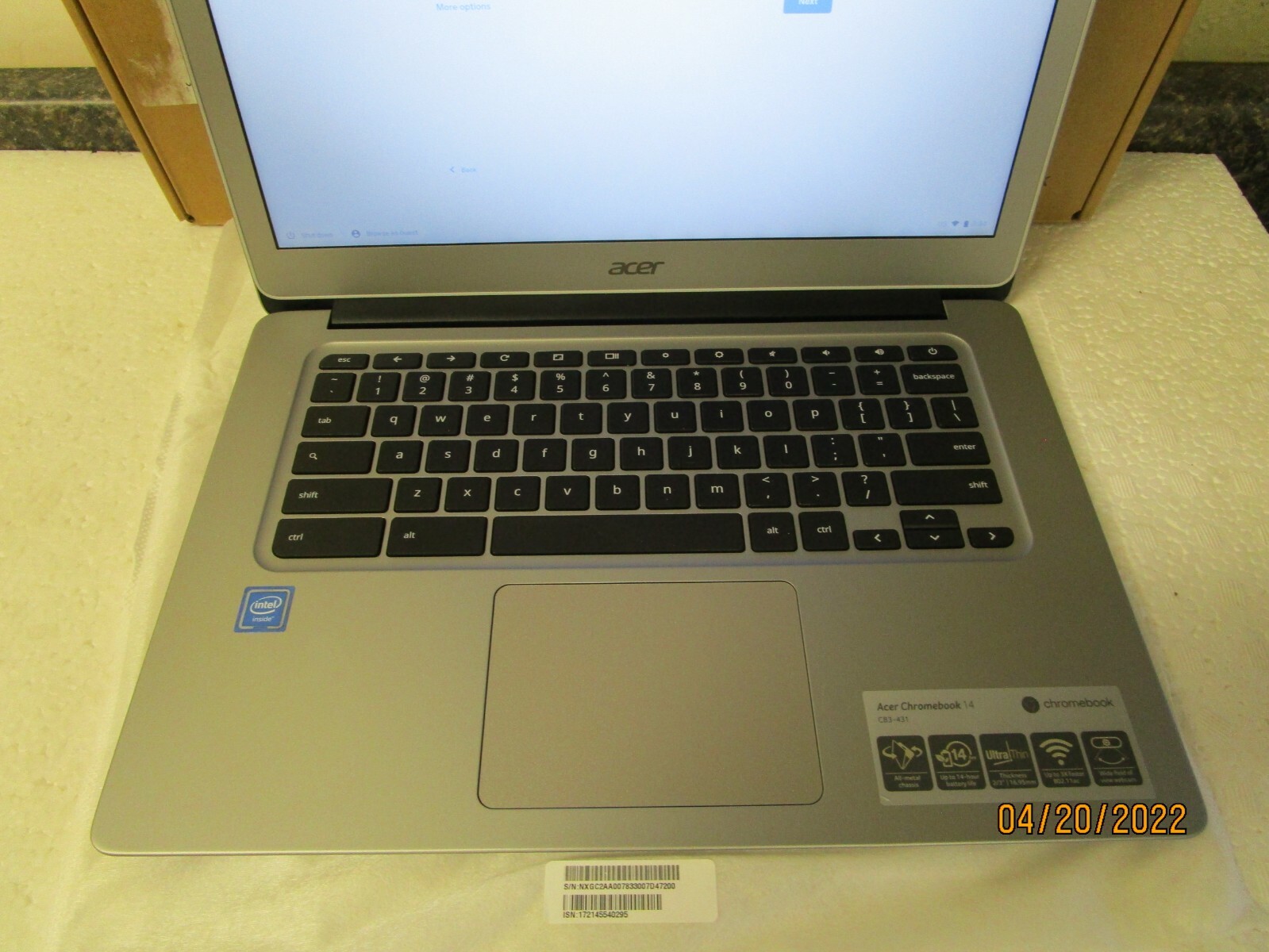 Acer Chromebook 14 CB3-431-C5FM 14″ 32GB Intel Celeron N3160 4GB – Opened Box