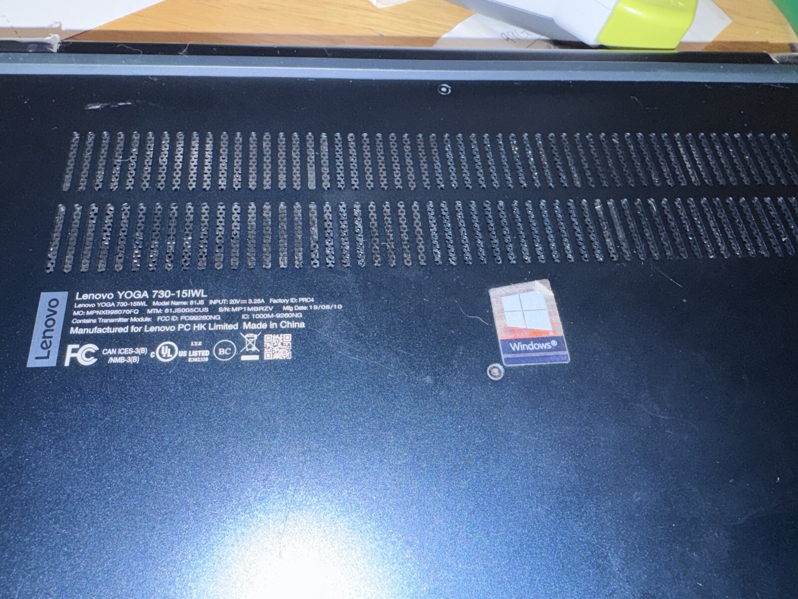 Lenovo Yoga 730 2 In 1 15.6 i7 8th Gen 8GB 256 GB SSD Abyss Blue FOR PARTS ONLY